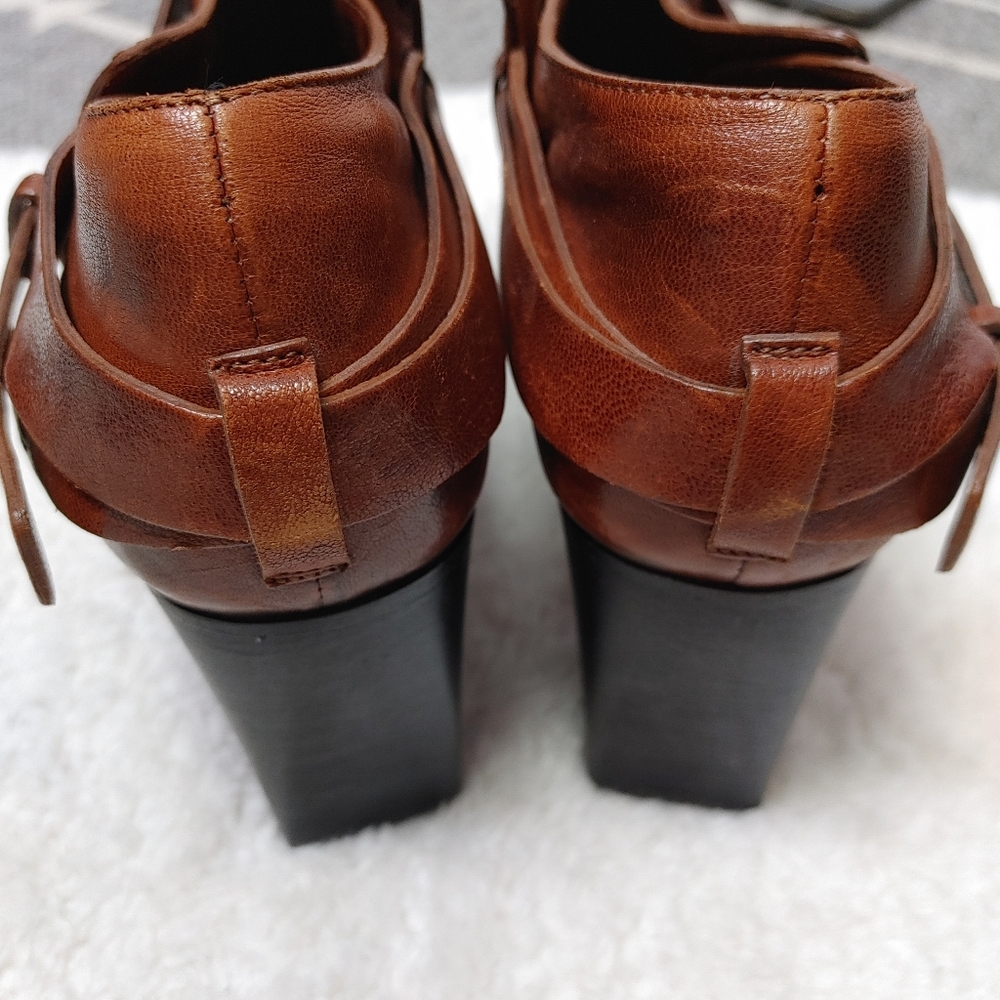 CNC Costume National Cognac Leather Ankle Booties with Buckle Strap - Picture 5 of 11